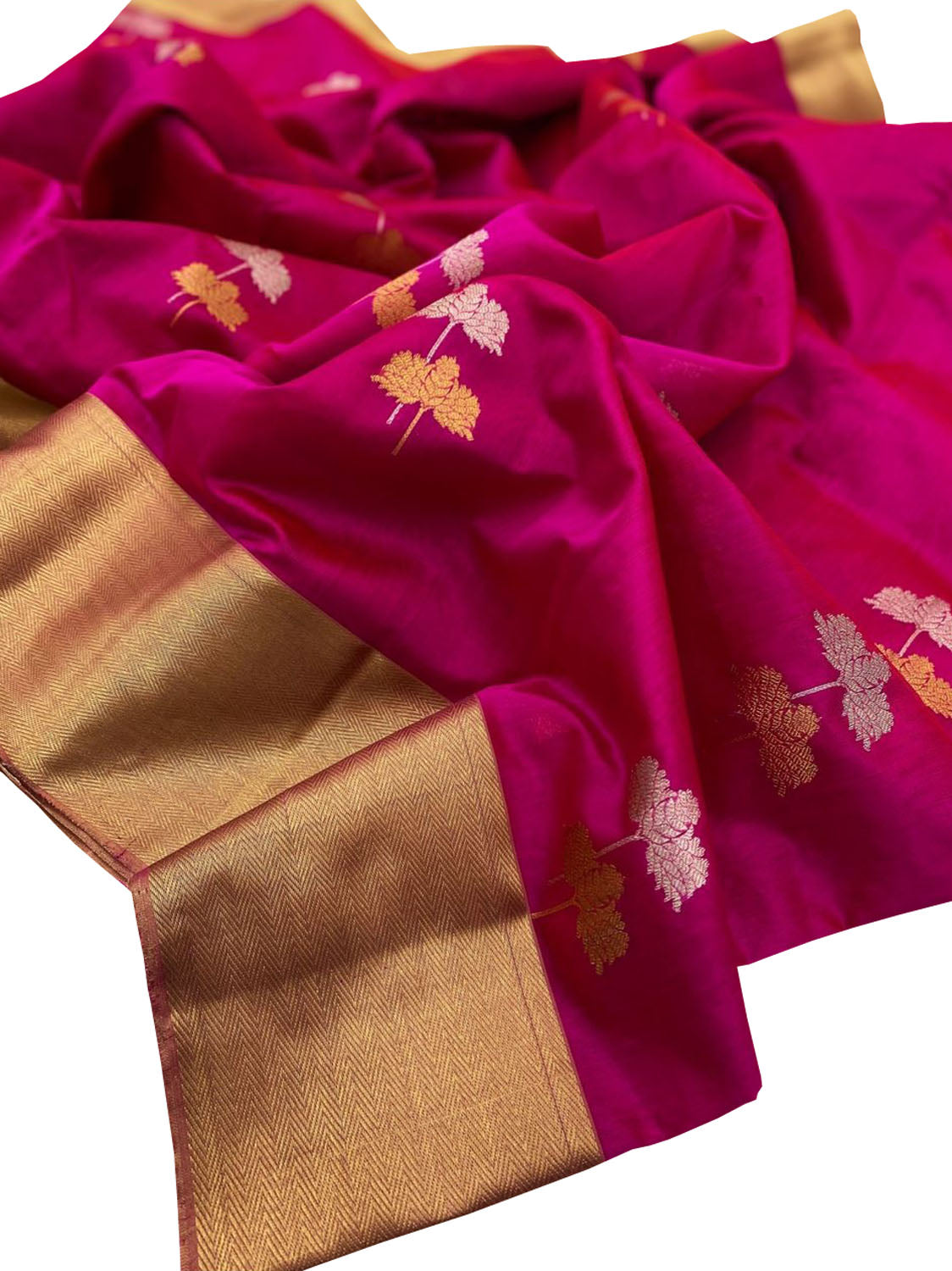 Beautiful Pink Chanderi Pure Silk Saree - Handloom Pure - Luxurion World