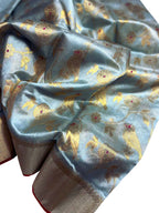 Blue Chanderi Handloom Pure Silk Bird Design Saree - Luxurion World