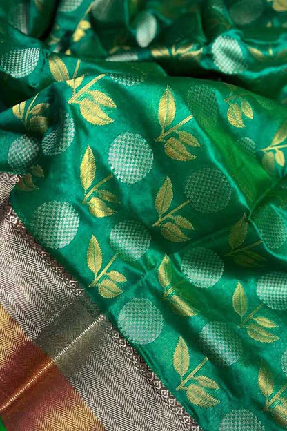 Green Chanderi Handloom Pure Silk Saree - Luxurion World
