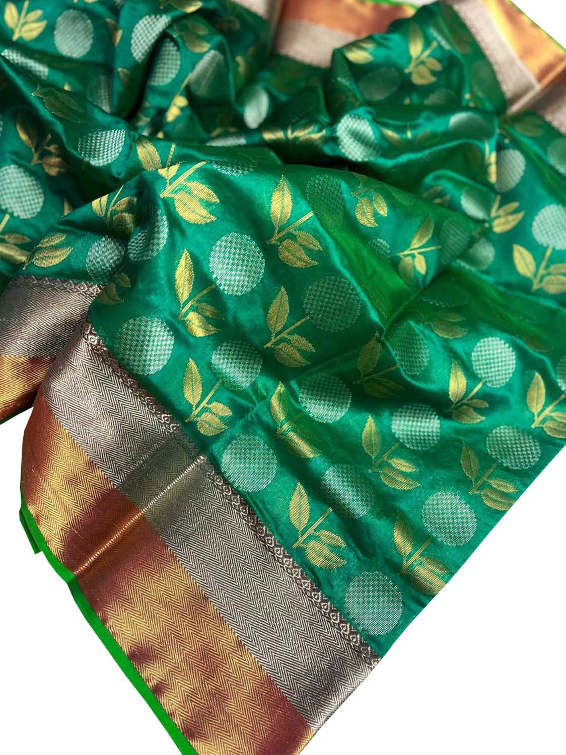 Green Chanderi Handloom Pure Silk Saree - Luxurion World