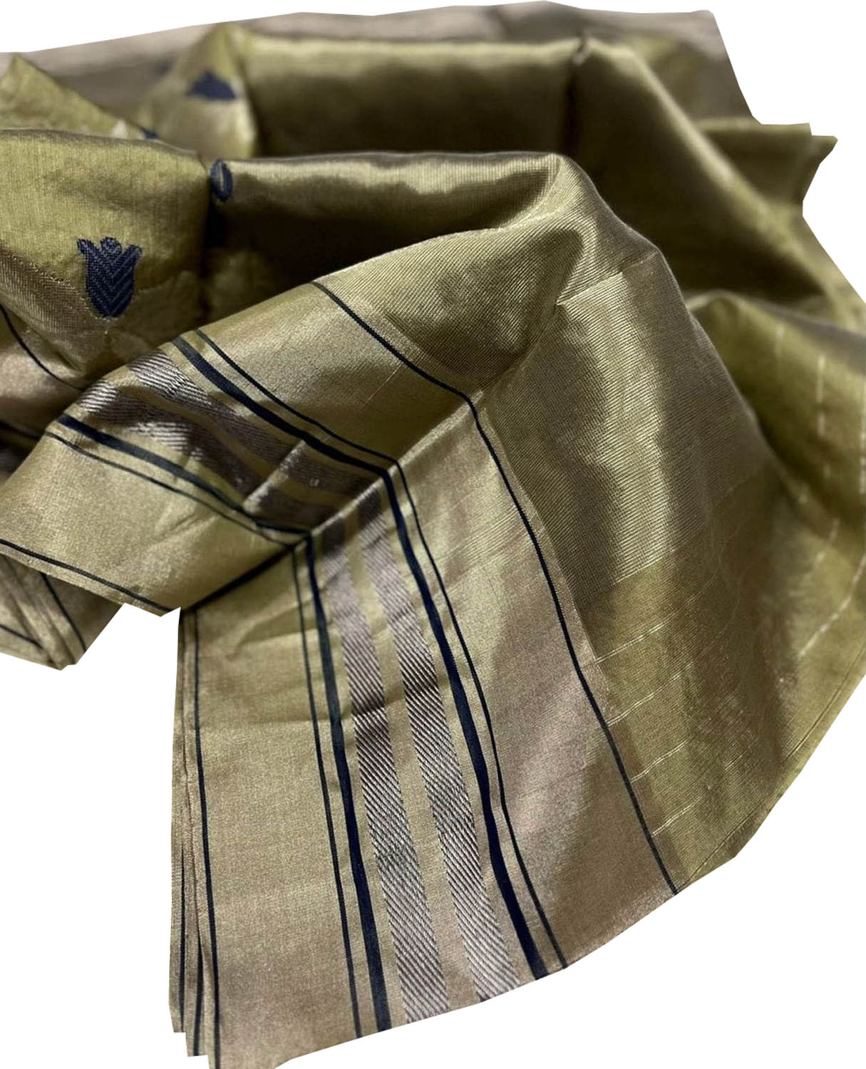 Green Chanderi Handloom Pure Silk Flower Design Saree - Luxurion World