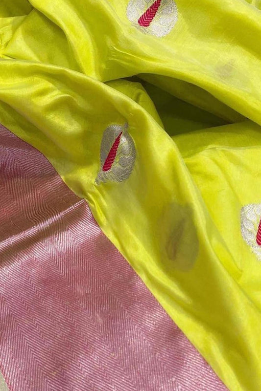 Green Chanderi Handloom Pure Silk Meenakari Saree - Luxurion World