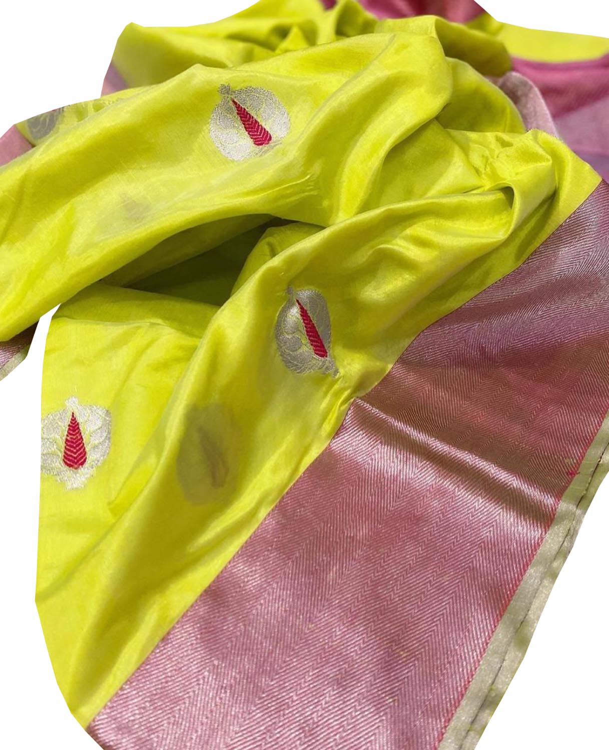 Green Chanderi Handloom Pure Silk Meenakari Saree - Luxurion World