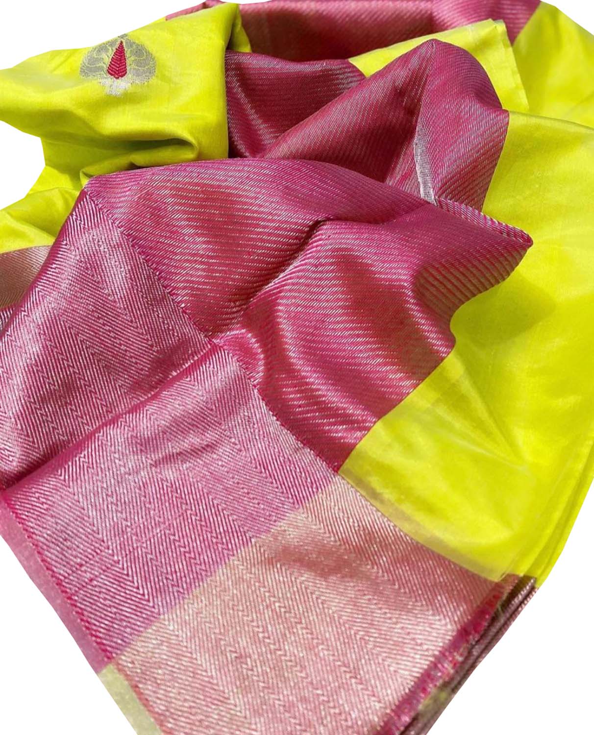 Green Chanderi Handloom Pure Silk Meenakari Saree - Luxurion World
