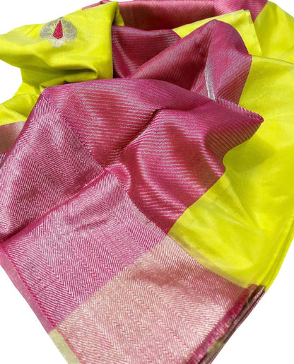 Green Chanderi Handloom Pure Silk Meenakari Saree - Luxurion World