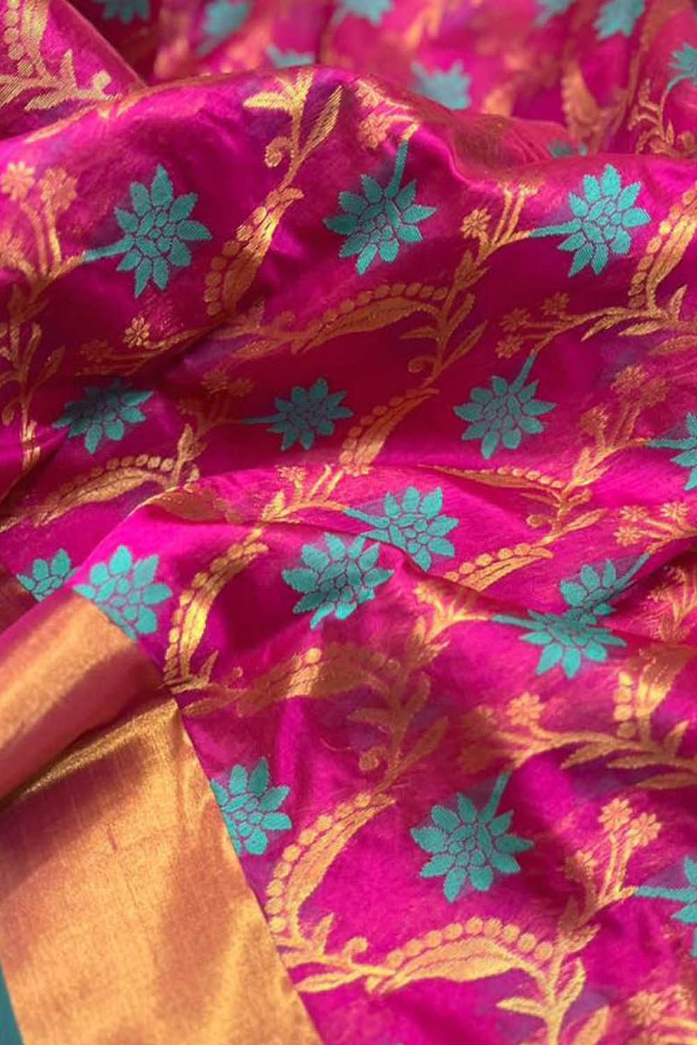 Exquisite Pink Chanderi Handloom Pure Silk Meenakari Saree - Luxurion World
