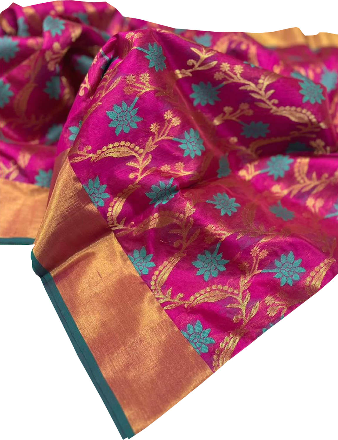Exquisite Pink Chanderi Handloom Pure Silk Meenakari Saree - Luxurion World