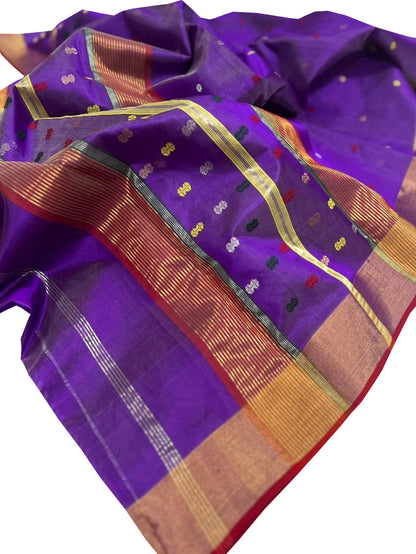 Exquisite Purple Chanderi Handloom Pure Silk Animal Design Saree - Luxurion World