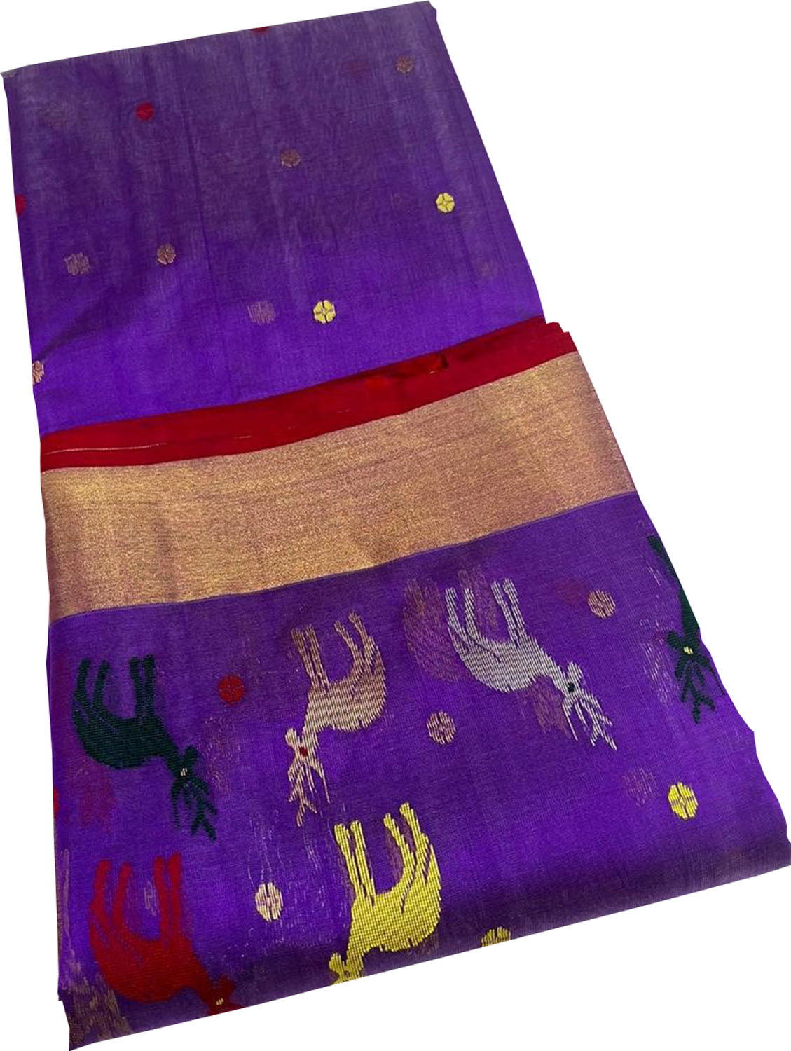 Exquisite Purple Chanderi Handloom Pure Silk Animal Design Saree - Luxurion World