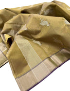 Golden Chanderi Handloom Pure Silk Bird Design Saree - Luxurion World