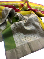Multicolor Chanderi Handloom Pure Silk Saree - Luxurion World