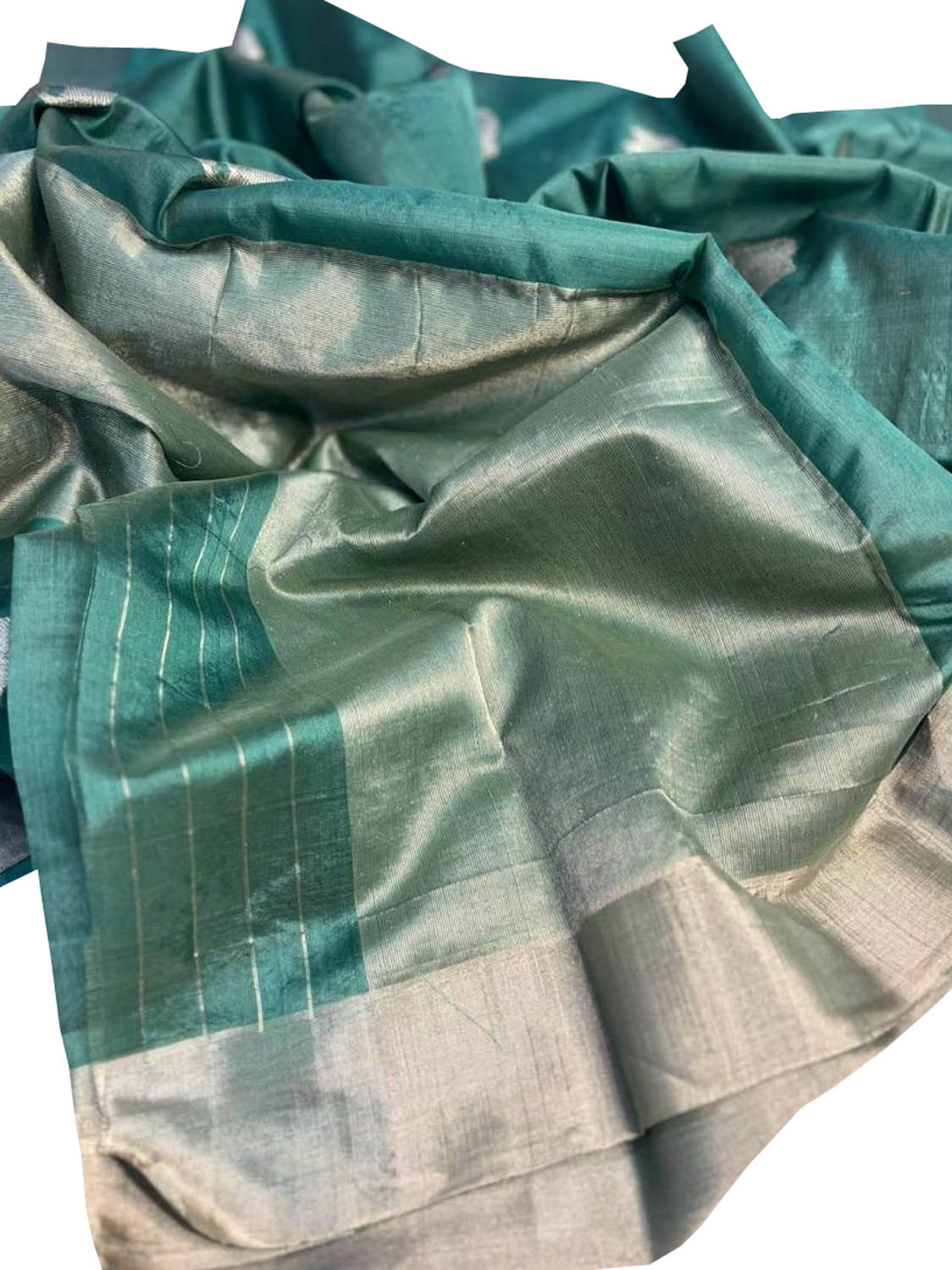 Green Chanderi Handloom Pure Silk Elephant Design Saree - Luxurion World