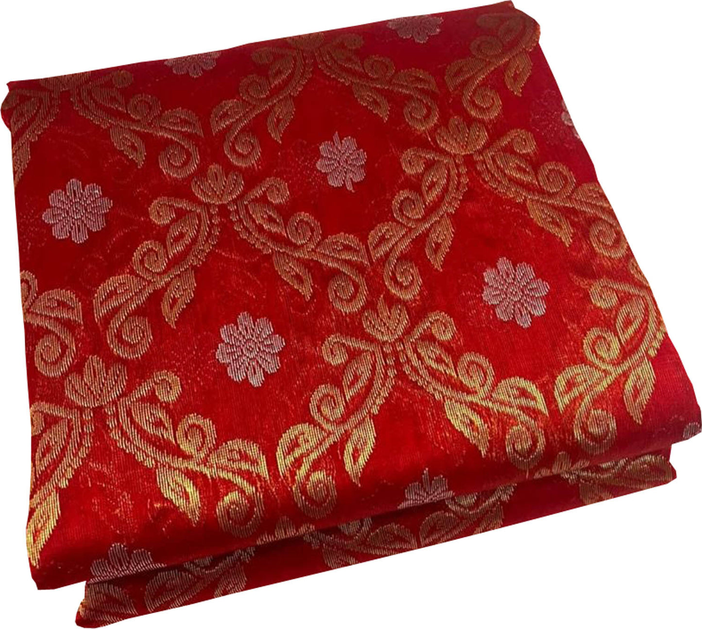 Stunning Red Chanderi Handloom Pure Silk Sona Roopa Flower Design Saree - Luxurion World