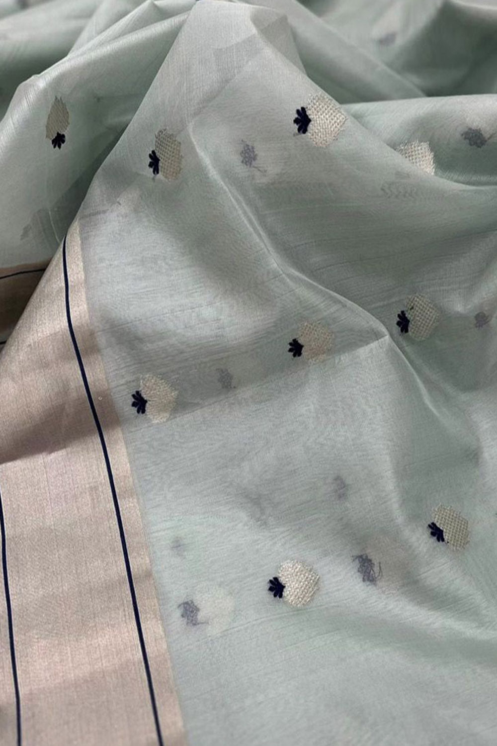 Blue Chanderi Handloom Pure Silk Saree - Luxurion World