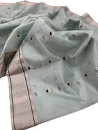 Blue Chanderi Handloom Pure Silk Saree - Luxurion World