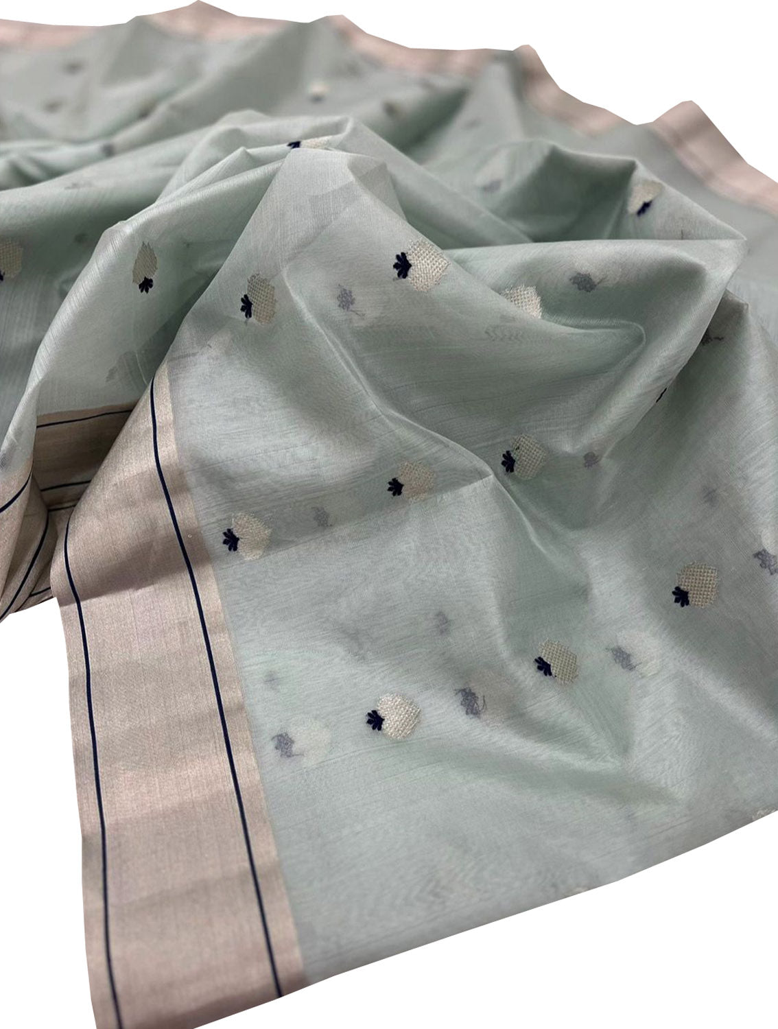 Blue Chanderi Handloom Pure Silk Saree - Luxurion World