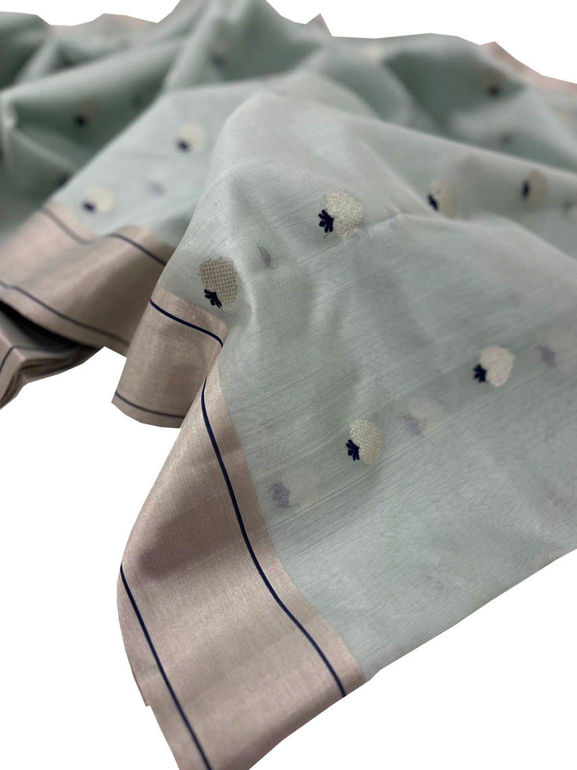 Blue Chanderi Handloom Pure Silk Saree - Luxurion World