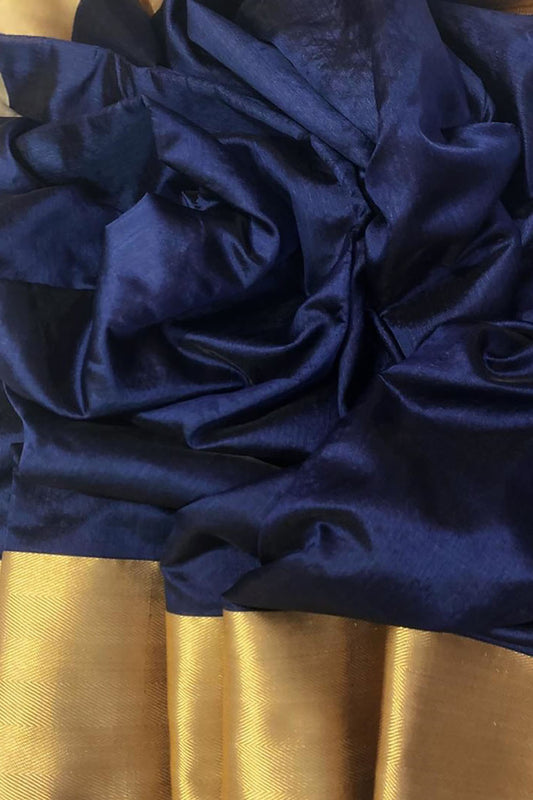 Blue Chanderi Handloom Pure Silk Saree - Luxurion World