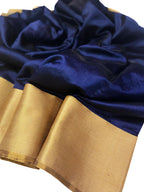 Blue Chanderi Handloom Pure Silk Saree - Luxurion World