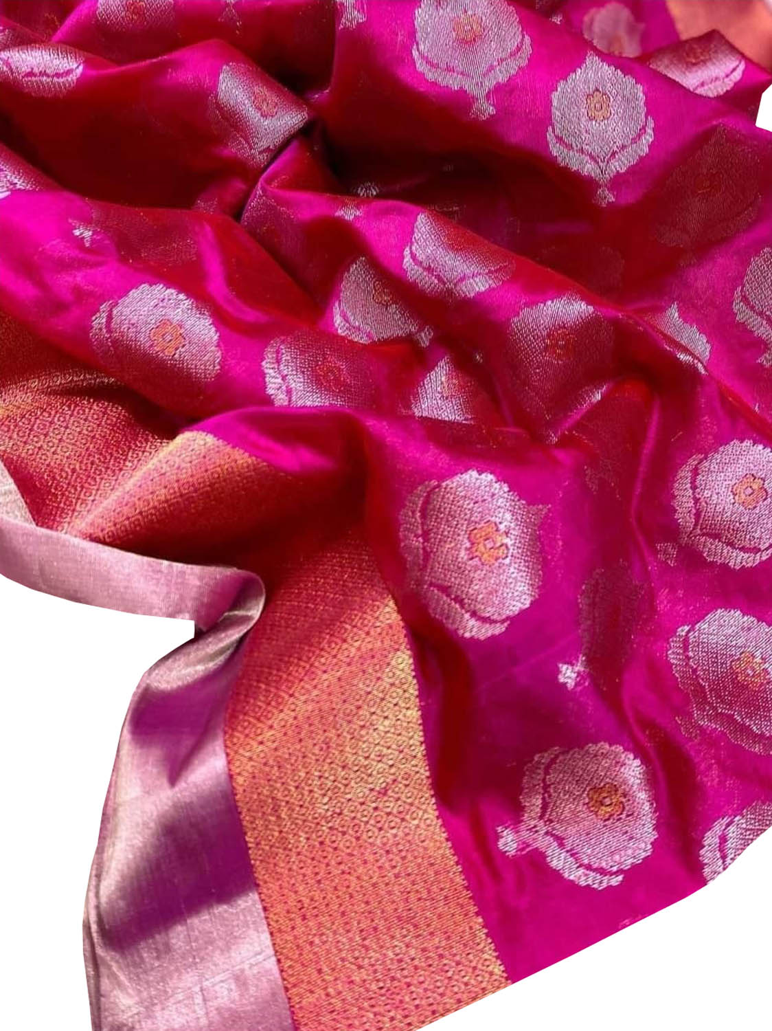 Beautiful Pink Chanderi Handloom Pure Silk Saree - Luxurion World