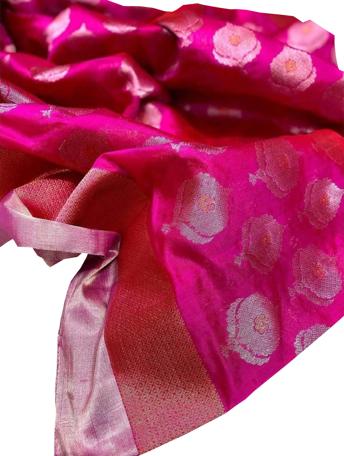 Beautiful Pink Chanderi Handloom Pure Silk Saree - Luxurion World