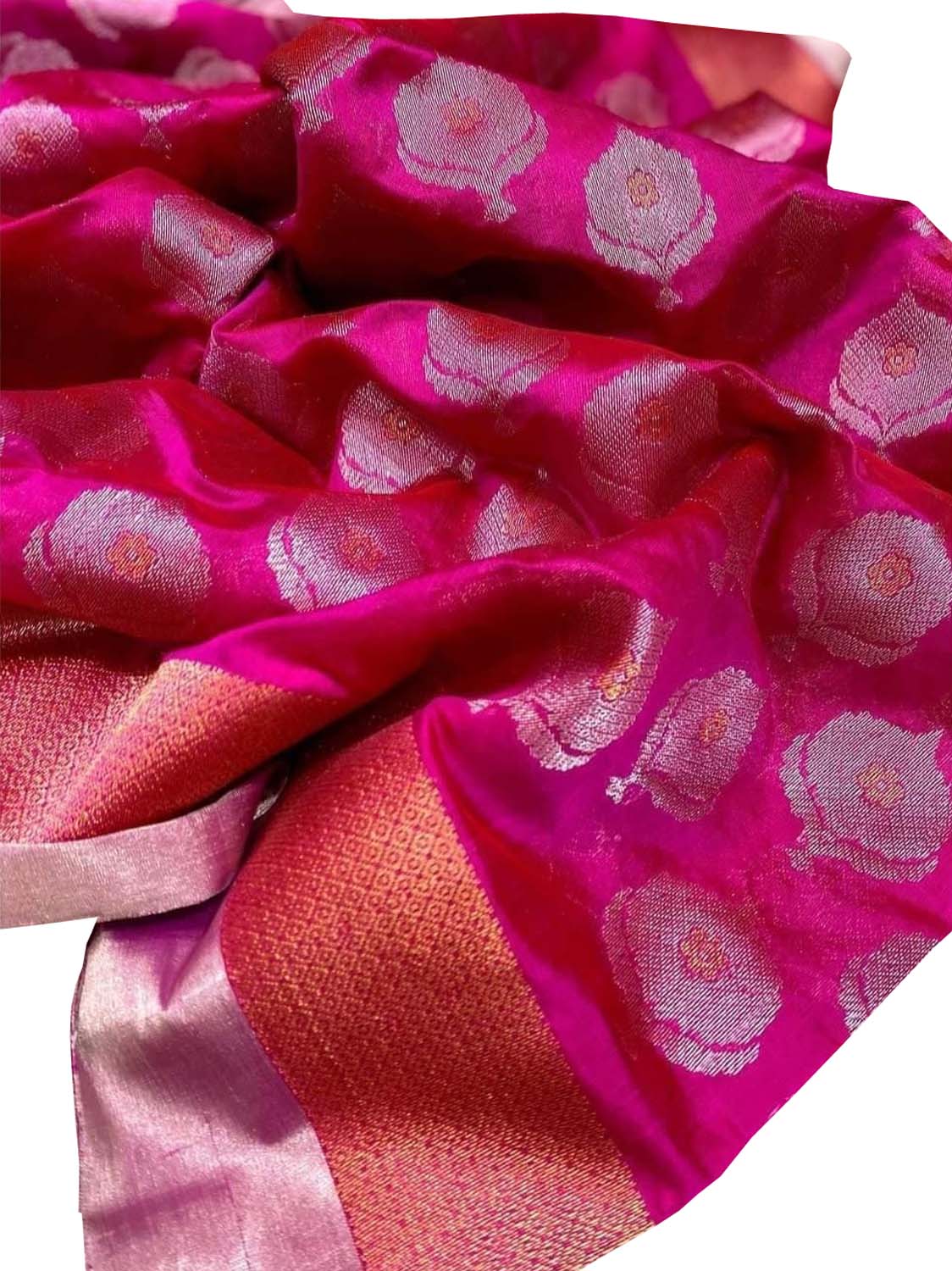 Beautiful Pink Chanderi Handloom Pure Silk Saree - Luxurion World