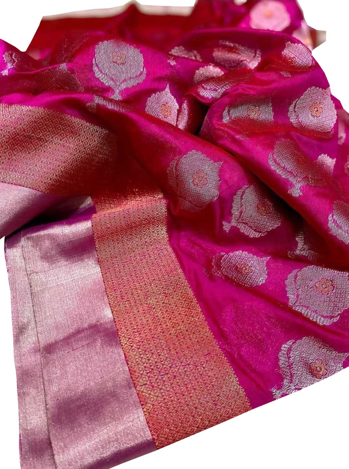 Beautiful Pink Chanderi Handloom Pure Silk Saree - Luxurion World