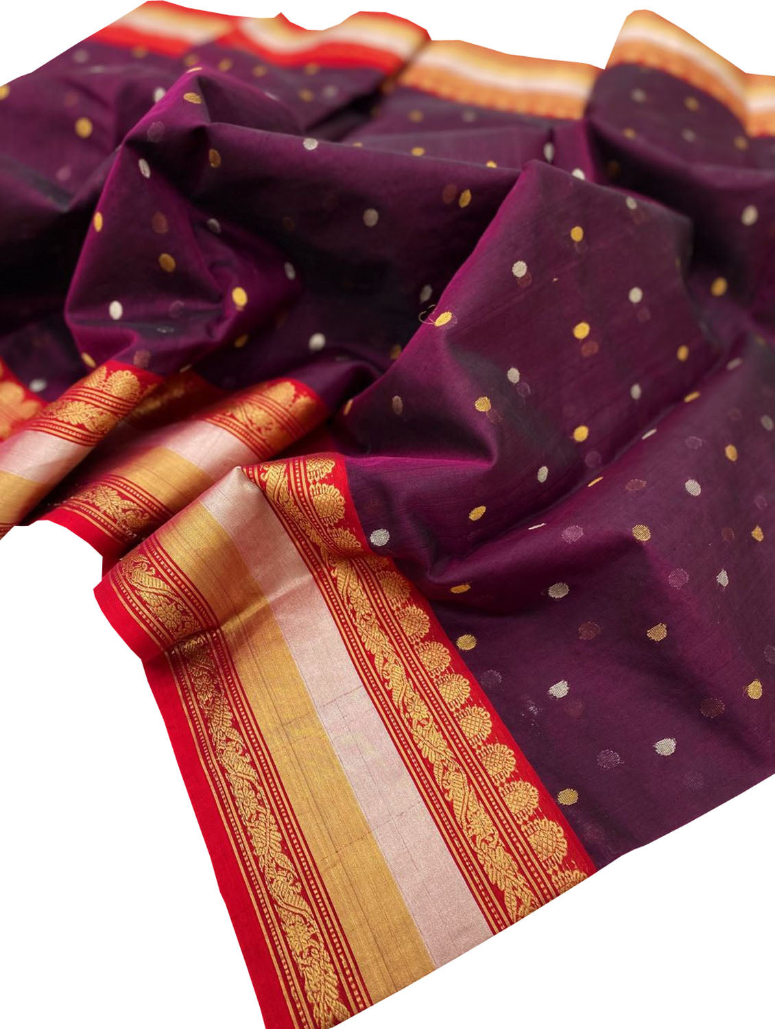 Exquisite Purple Chanderi Handloom Pure Katan Organza Small Booti Design Saree - Luxurion World