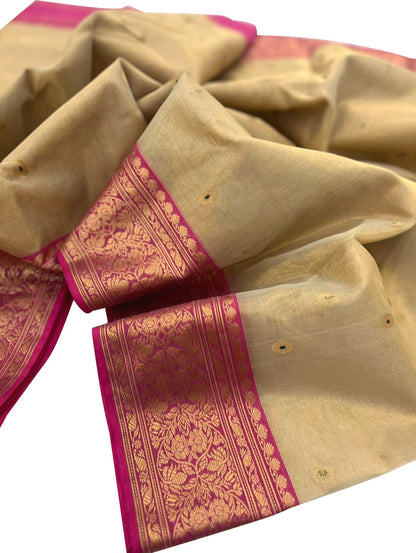 Pastel Chanderi Handloom Katan Tissue Meenakari Booti Design Saree - Luxurion World