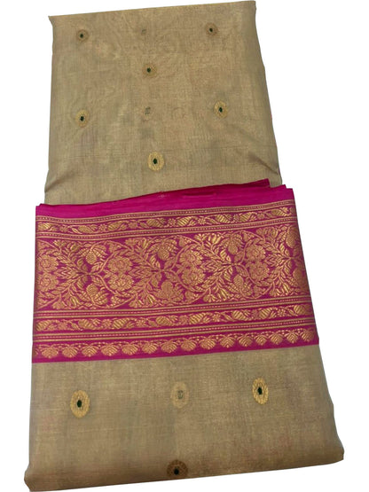 Pastel Chanderi Handloom Katan Tissue Meenakari Booti Design Saree - Luxurion World