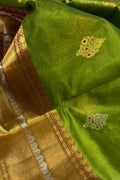 Green Chanderi Handloom Pure Silk Saree - Luxurion World