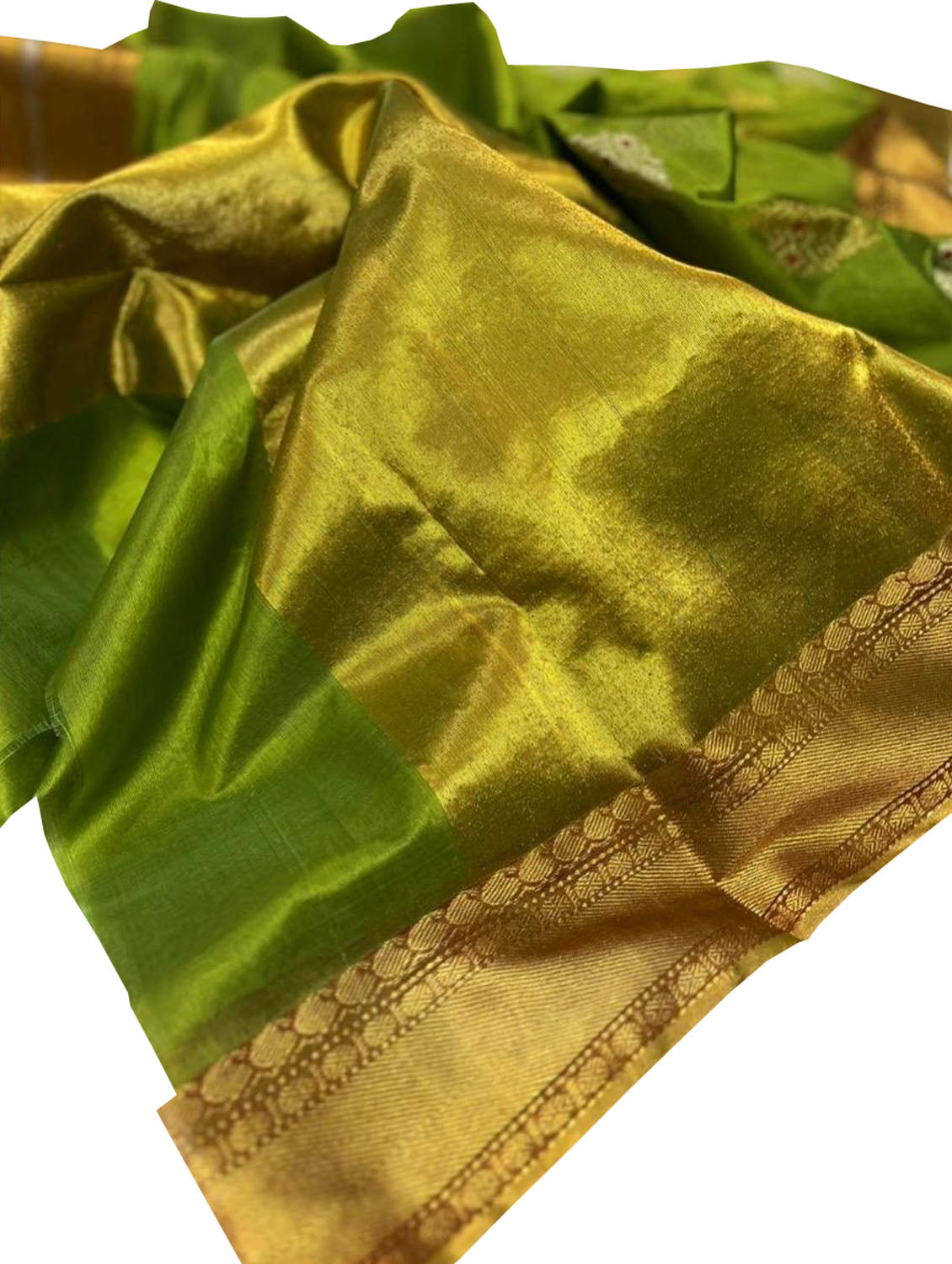Green Chanderi Handloom Pure Silk Saree - Luxurion World