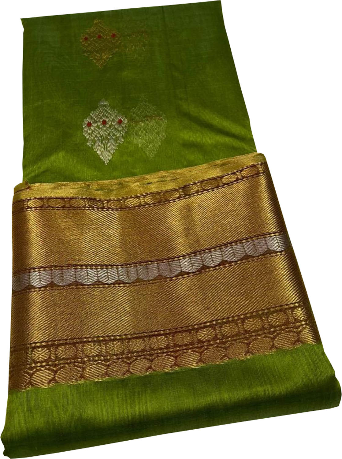 Green Chanderi Handloom Pure Silk Saree - Luxurion World