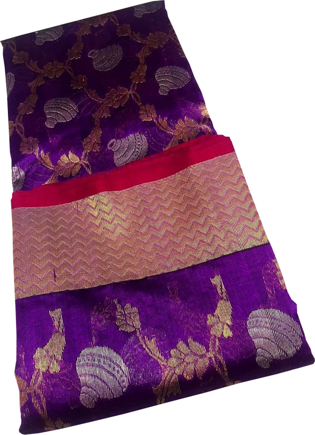 Elegant Purple Chanderi Handloom Pure Silk Matka Design Sona Roopa Saree - Luxurion World