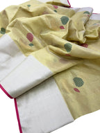 Yellow Chanderi Handloom Pure Tissue Silk Saree - Luxurion World