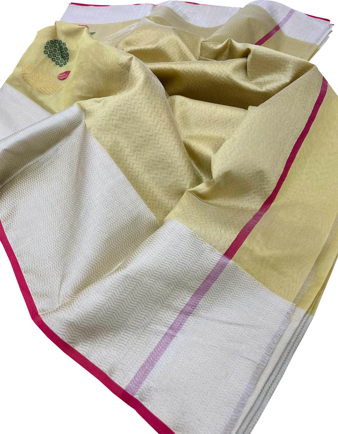 Yellow Chanderi Handloom Pure Tissue Silk Saree - Luxurion World