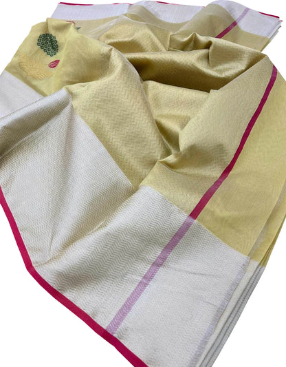 Yellow Chanderi Handloom Pure Tissue Silk Saree - Luxurion World