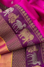 Exquisite Pink Chanderi Silk Saree with Animal Motifs - Luxurion World