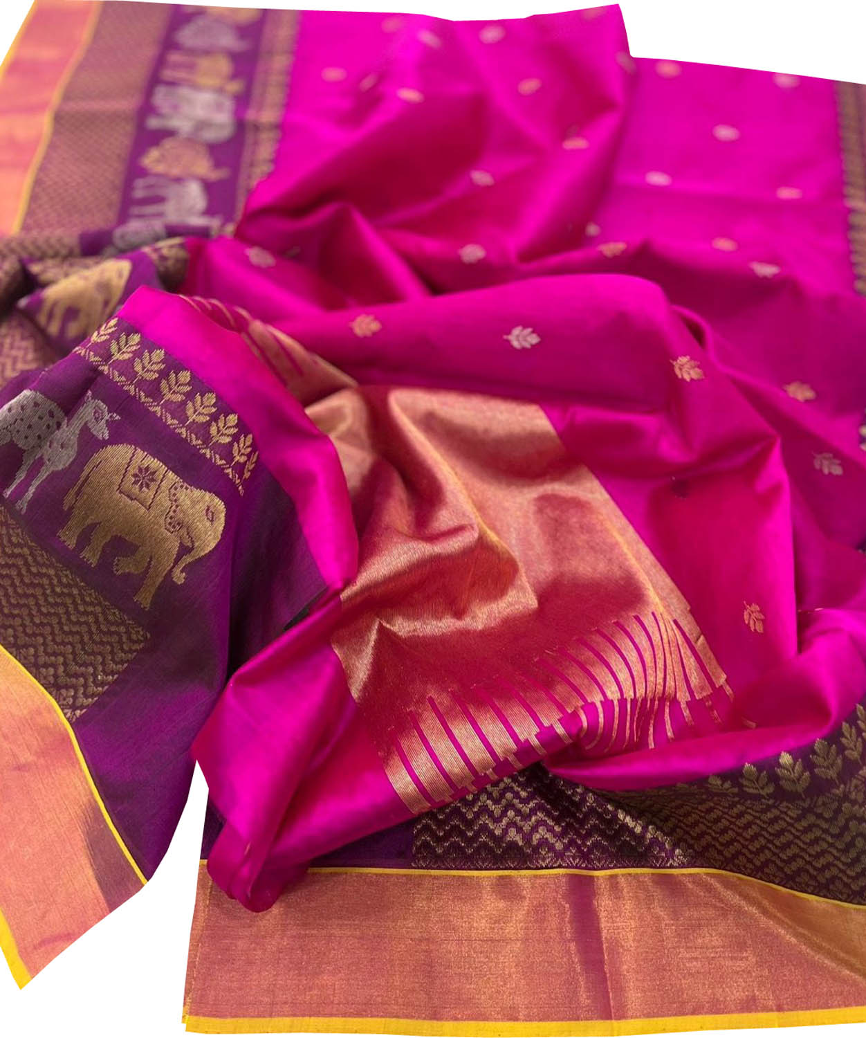 Exquisite Pink Chanderi Silk Saree with Animal Motifs - Luxurion World