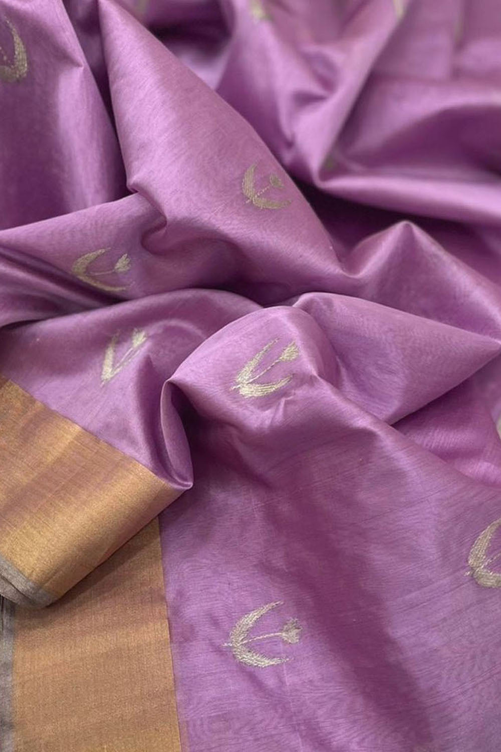 Purple Chanderi Handloom Pure Silk Saree - Luxurion World