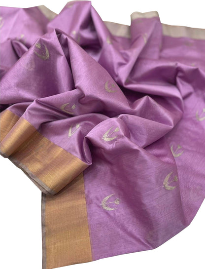 Purple Chanderi Handloom Pure Silk Saree - Luxurion World