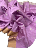 Purple Chanderi Handloom Pure Silk Saree - Luxurion World