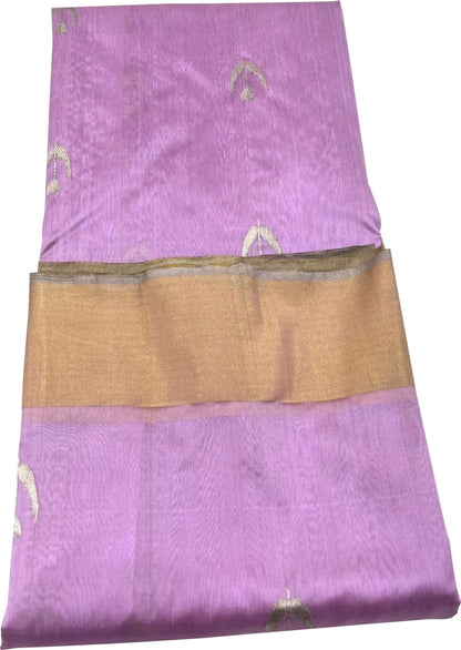 Purple Chanderi Handloom Pure Silk Saree - Luxurion World