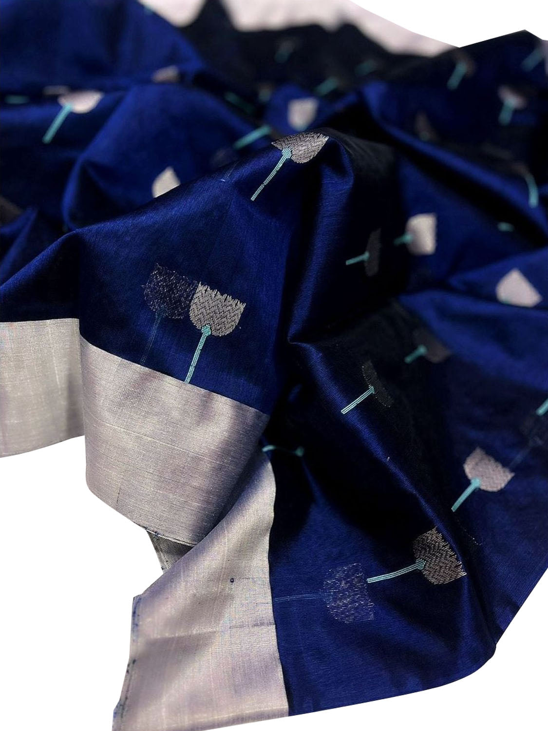 Blue Chanderi Handloom Pure Silk Saree - Luxurion World