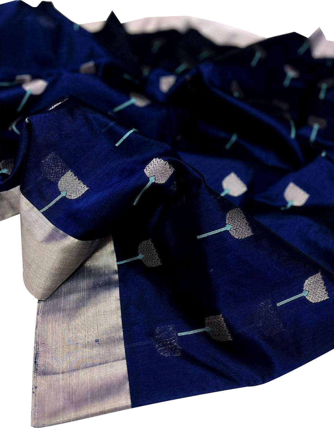 Blue Chanderi Handloom Pure Silk Saree - Luxurion World