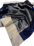 Blue Chanderi Handloom Pure Silk Saree - Luxurion World