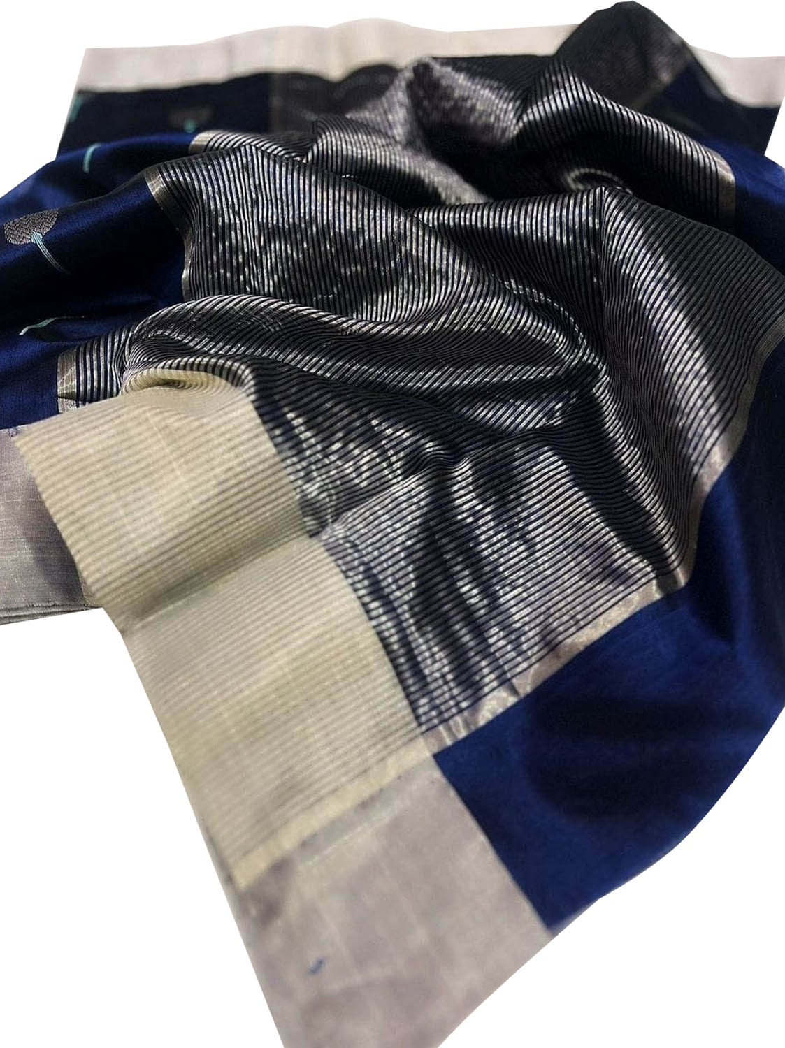 Blue Chanderi Handloom Pure Silk Saree - Luxurion World