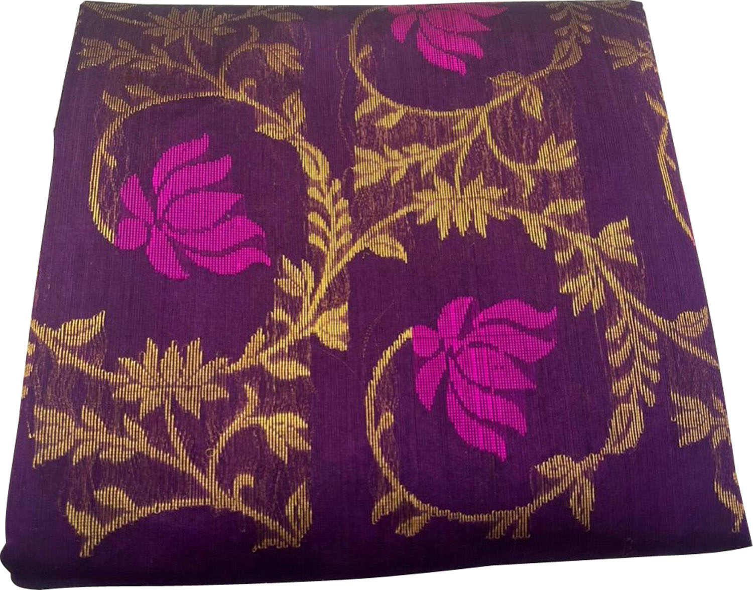Purple Chanderi Handloom Pure Silk Flower Design Saree - Luxurion World