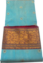 Blue Chanderi Handloom Pure Tissue Silk Booti Design Saree - Luxurion World