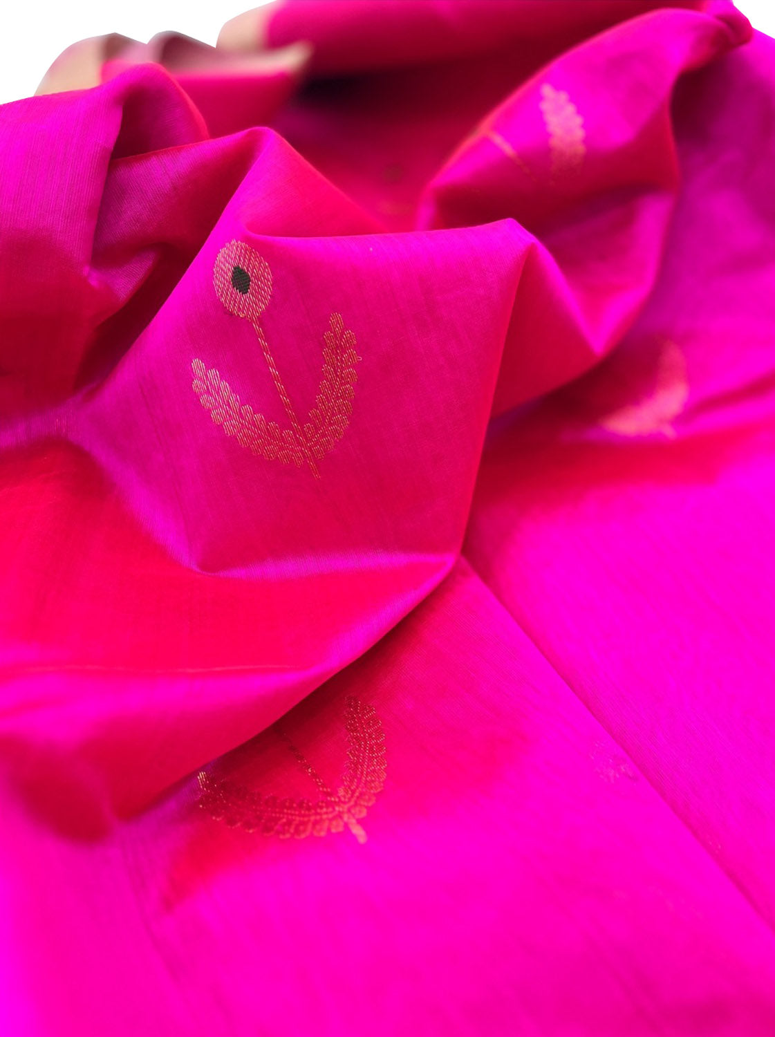Pink Chanderi Handloom Pure Silk Flower Design Saree - Luxurion World
